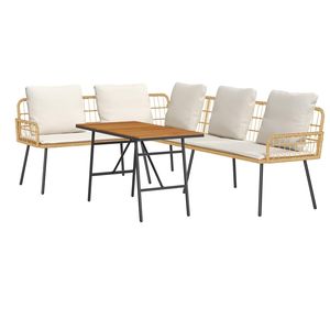Conjunto de Sofá de Jardín de 2 Piezas en Poliratán Beige - Product Image 1