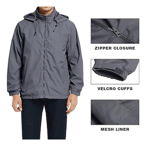 Fifth Gear International Custom Canvas Windbreaker Safari <b>Jacket</b> Waterproof Breathable Quick Dry Hooded Zipper Pullover <b>Men</b> - Product Image 5