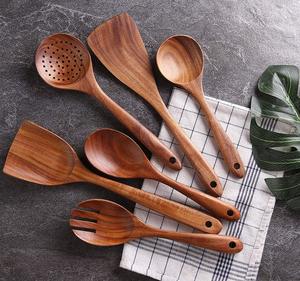 ชุดช้อนไม้ 6 ชิ้น ช้อนไม้ ตะหลิวไม้ อุปกรณ์เสิร์ฟทำมือ อุปกรณ์ทำครัว - Product Image 6