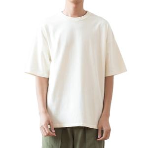 Cómoda Camiseta 100% de algodón puro de alta calidad, camiseta Vintage sencilla versátil, camiseta de Color múltiple con logotipo personalizado para hombres - Product Image 3