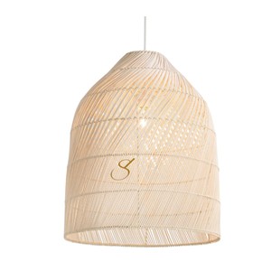 Handcrafted <b>Cream</b> Rattan <b>Lampshade</b> Eco Friendly Bamboo Woven Pendant Light Cover Rustic Boho Chic Hanging Lamp Shade Home Decor - Product Image 1