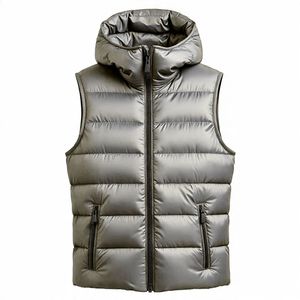 Men's Winter Lightweight Down <b>Jacket</b> Padded Puffer Vest with Zip-up <b>Quilted</b> Outwear Embroidered <b>Pattern</b> Solid <b>Pattern</b> Men vest - Product Image 2