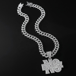 Collar con colgante de letras con incrustaciones de diamantes de imitación, chapado en oro, cadena cubana con diamantes de imitación, estilo Hip Hop, motivacional, estilo urbano, joyería con dijes - Product Image 5