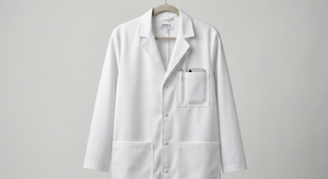 Blouse de laboratoire unisexe blanche, coupe classique, 3 poches, emplacement pour téléphone, boutons-pression de sécurité, tissu tissé polyester/coton Dobby, certifié OEKO-TEX - Product Image 2
