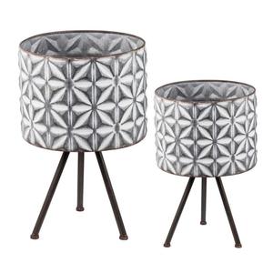 Ensemble de supports de plantes en métal moderne avec motif géométrique, finition galvanisée, jardinières d'intérieur, décoration de la maison, jardinières de style campagnard - Product Image 1