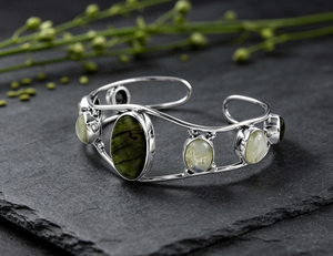 Art Palace 925 <b>Silver</b> <b>Cuff</b> <b>Bracelet</b> With Labradorite And Rainbow Moonstone Bezel Set Minimalist Design Unisex Everyday Wear - Product Image 1