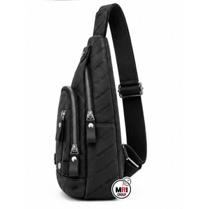 Minimalist Style MRI GROUP <b>Black</b> PU High Quality Leather Letter Pattern Crossbody <b>Bag</b> with Zipper Closure Single Strap Daily Use - Product Image 4