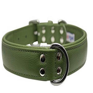 Collar de cuero de vaca verde oliva para perro, accesorio para mascotas, hecho a mano, acolchado suave - Product Image 3