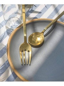 <b>Golden</b> <b>Cutlery</b> <b>Set</b> With Spoon Fork Knife Minimalist Design For Dining Metal Tableware - Product Image 6