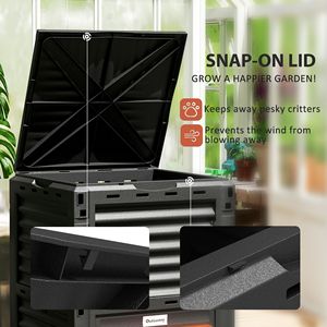 Compostador de Jardín Naranja de 80 Galones, Compostador Exterior de Gran Capacidad para Creación Rápida de Tierra Fértil, Caja de Aireación - Product Image 6