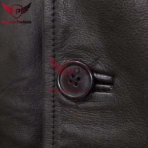 Mens Real Black <b>Leather</b> Car Coat Casual Button Up <b>Blazer</b> <b>Jacket</b> Cowhide Trench Formal Business Custom Winter Warm Fashion Styles - Product Image 3