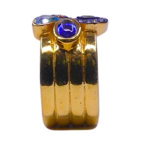 Party Wear 925 Sterling <b>Silver</b> Gold Plated Jewelry Blue Topaz <b>Emerald</b> White Topaz Kyanite Gemstone <b>Ring</b> - Product Image 2