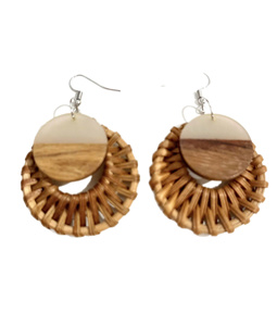 Hot Selling Woven Rattan Hoop Earrings Trendy Handmade Straw Dangle Drop Earrings Jewelry Manufacturer - Product Image 1