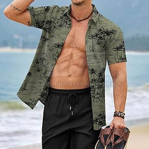 Ensemble chemise et short 2 pièces, tenue hawaïenne décontractée, logo personnalisé, vêtements de plage pour hommes, ensemble chemise et short léger pour l'été - Product Image 5