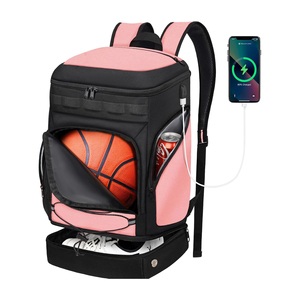 Sac à dos de sport orange haute visibilité avec compartiment séparé en filet pour ballons et support à chaussures intégré pour les athlètes - Product Image 3