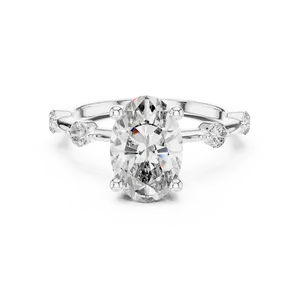 Anillo de Compromiso con Diamante Cultivado en Laboratorio de Corte Ovalado de 2 Quilates, Oro Sólido de 18K, Detalle Redondo en el Hombro, Certificado IGI, VVS E-F, Anillo Fino - Product Image 3