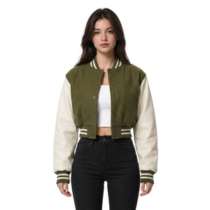 Ventes en gros de vestes varsity courtes pour femmes, style Y2K, logo personnalisé, collection streetwear, fournisseur à faible MOQ - Product Image 1