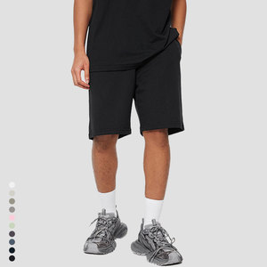 Pantalones Cortos Bermuda de Algodón Negro Sólido para Hombre, Cintura Media, Elásticos, Transpirables, Estilo Casual - Product Image 2