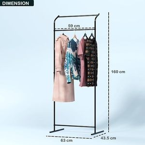 Minimalist <b>Standing</b> Metal <b>Clothing</b> <b>Rack</b> With Height Adjustable Single Tier For Wardrobe Storage - Product Image 6