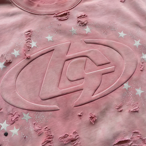 เสื้อยืดคอกลมโอเวอร์ไซส์สตรีทแวร์แบบยูนิเซ็กซ์ พิมพ์ลายโลโก้ 3 มิติ แบบนูน  สำหรับฤดูร้อน ขายส่ง ปรับแต่งได้ตามต้องการ - Product Image 2