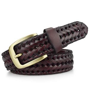 Braided Cow Hide Leather Belt With Copper Pin Buckle Casual Men's Belt Fashion Design Leather Belt For Man - Product Image 4