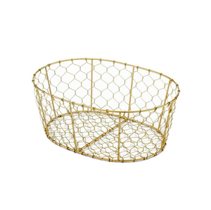 Cesta de Almacenamiento Ovalada de Alambre Metálico con Asas, Organizador Rústico Multiusos - Product Image 4