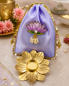 Handmade Lotus Potli Bag Metal <b>Tealight</b> Candle Holder Luxury Gift Bag Diwali Return Gifts Wedding Party Favor Home Decoration - Product Image 4