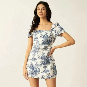 Indian Trending Custom Print Women's Casual Backless Dress U-neck Sustainable Linen Cotton Women's Dresses For Casual And Party - Product Image 6