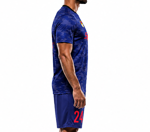 Uniforme de Fútbol Personalizado Unisex de Manga Corta, Poliéster/Algodón, para Partidos Deportivos, Entrenamiento, con Impresión Sublimada - Product Image 4