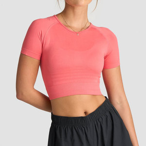 Fitness Wear Top New <b>Athletic</b> Summer Sports T-Shirt Slim Fit Compression Best Quality Cotton Rib Material Crop Top Shirt - Product Image 1