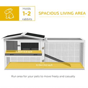 Durable Light Grey Outdoor Rabbit Cage 2-Level Bunny Hutch with Detachable Run and <b>Slide</b> Tray <b>Small</b> Animal House - Product Image 5