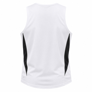 Débardeur blanc sans manches pour homme, col rond, style sportif, séchage rapide, tricoté, couleur unie, logo avant, vêtements de course et d'entraînement - Product Image 2