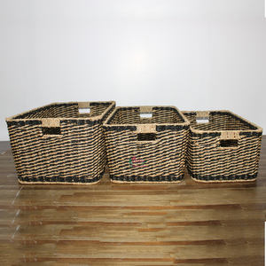 Artex Dong Thap Paniers de rangement en osier fait à la main en jonc de mer à rayures noires du Vietnam pour une décoration et une organisation élégantes de la maison - Product Image 3