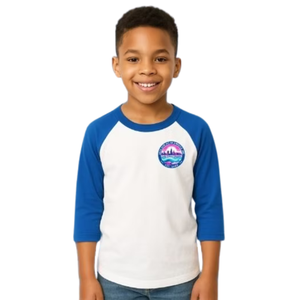 Boy's <b>White</b> and Blue Baseball Shirt Casual Three Quarter Sleeve Raglan <b>Tee</b> Everyday Comfortable Lifestyle Clothing Top - Product Image 5