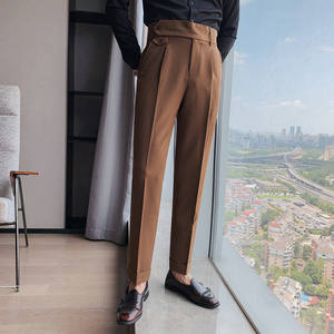 OEM Custom Men's Loose Elegant Straight-Leg Casual Trousers Classic Linen Blend Pleated Wide Leg Formal Suit Pants for Men - Product Image 3