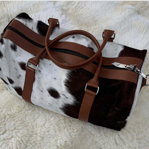 Wholesale genuine cowhide leather hair on travel bags custom logo supplier OEM premium fashion <b>luggage</b> bag for sale in low price - Product Image 6