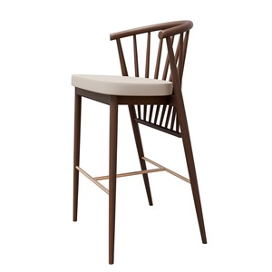 Tabouret de bar en bois massif de qualité supérieure, écologique, durable, résistant à l'eau, avec coussin confortable et repose-pieds pour usage commercial - Product Image 3