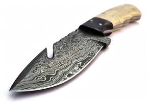 Cuchillo de Cocina Artesanal de Acero Damasco con Diseño de Gota de Lluvia, Mango Liso de Hueso, para Rebanar - Product Image 2