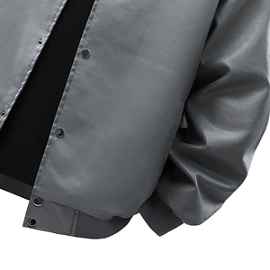 Blouson Bomber Ample Personnalisé à Col Solide, Vêtement d'extérieur Streetwear Zippé à Marque Privée, Logo Brodé, Léger, Vente en Gros - Product Image 5