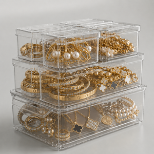 Contenedores Organizadores Transparentes para Joyería, Accesorios de Moda y Almacenamiento de Artículos Esenciales Diarios - Product Image 1