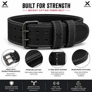 Ceinture de musculation en cuir véritable X Custom 10mm 13mm, ceinture de levage pour la gym avec boucle à double ardillon, support OEM ODM - Product Image 2