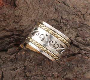 Bague Tournante Anti-Stress en Argent Sterling 925 avec Perles, pour Femmes et Hommes, Style Bohème, Méditation, Mariage, Bijoux Classiques, Vente en Gros - Product Image 2