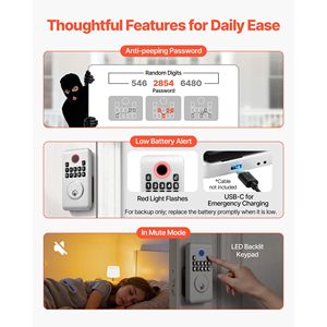 "Wood Door Keyless Entry Electronic Deadbolt Custom User Codes #### Easy Grip Design Keyed Entry Auto <b>Lock</b>" - Product Image 6