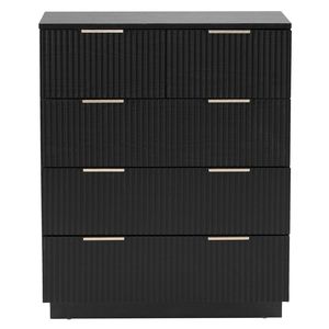 Cassettiera a cinque cassetti in particolato P2 e fibra di legno ad alta densità nera, 72x41x94 cm, con frontale a motivo ondulato e quattro livelli di contenimento - Product Image 2