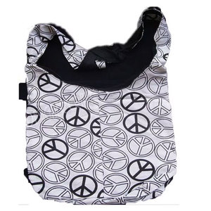 Sac bandoulière en toile avec motif signe de la paix, sac messager décontracté et léger pour femmes et hommes, idéal pour le quotidien, les voyages, le shopping, l'école et le streetwear - Product Image 2