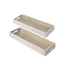 Bandeja de Madera Rústica para Servir Alimentos, Bandeja de Madera Natural para Desayuno, Café y Té con Asas para el Hogar, Cocina y Comedor - Product Image 2