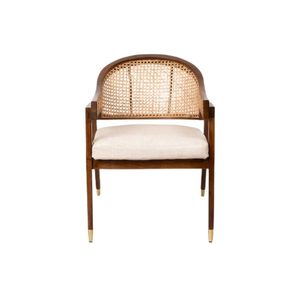 Solid Wood Ivoa Midcentury Modern <b>Dining</b> <b>Chair</b> Linen Rope Seat Curved Back <b>Dining</b> Seating for Home Apartment - Product Image 1
