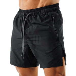Shorts à cordon de serrage pour hommes, couleur unie, séchage rapide, avec poches, taille moyenne, tenue décontractée, bleu et vert olive - Product Image 1
