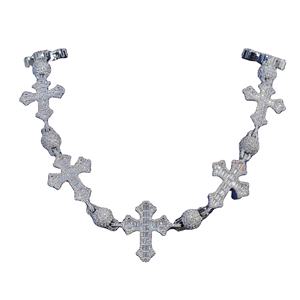 Personnalisé Baguette Taille Moissanite Diamant Argent Sterling Glacé Hip Hop Rappeur Style Croix Classique Collier Prix de Gros - Product Image 1