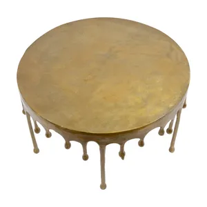Table basse moderne de style farmhouse en métal avec cadre en fer artistique, meubles haut de gamme faits à la main pour le salon - Product Image 4